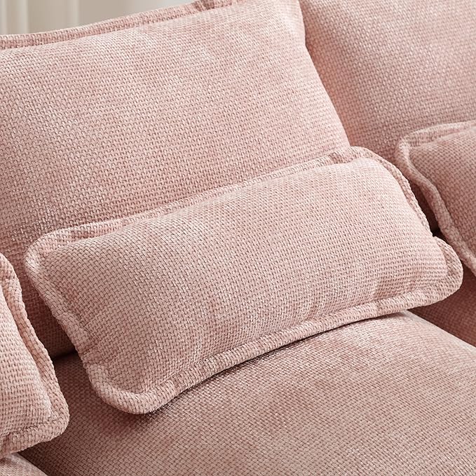 6 Seater Overstuffed Modular Sectional Sofa Cloud Couch with Double Chaise Lounge, U Shaped Chenille Upholstered Leisure Sofa&Couches with Memory Foam and Waist Pillows for Living Room Office - LeafyLoom