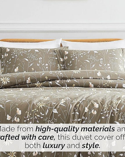 Southshore Fine Living, Inc. Twin Comforter Set, Down Alternative All-Season Floral Comforter with Matching Pillow Sham, Soft Microfiber Bedspread for Twin or Twin XL Bed, Secret Meadow Brown - LeafyLoom