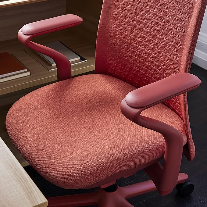 Branch Verve Chair - High Performance Executive Office Chair with Contoured Seat Back and Adjustable Lumbar Rest - High Density Foam Cushion with Aluminum Base - Up to 275 lbs - Coral - LeafyLoom