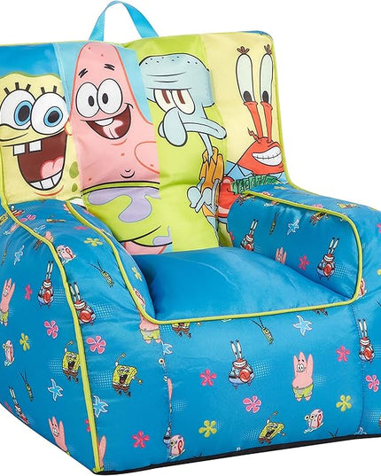 Idea Nuova Nickelodeon Spongebob Squarepants Toddler Nylon Bean Bag Chair with Piping & Top Carry Handle Large - LeafyLoom