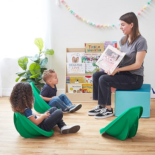 ECR4Kids Leaf Floor Seat, Rocker Chair, Emerald, 6-Piece - LeafyLoom