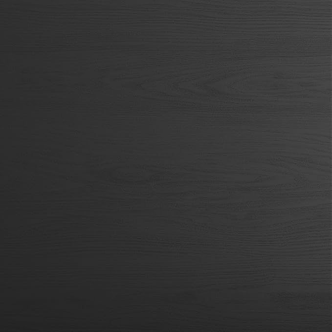 Martha Stewart Beckett Modern Trestle Desk with Open Side Shelving in Black Wood Grain Finish - LeafyLoom