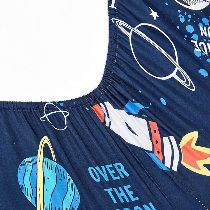 beeweed 5 Piece Kid Comforter Set Twin Size, Space Rocket Bedding Set for Teen Boys Girls - LeafyLoom