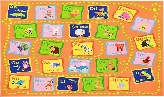Kid ABC Rug 39x59 inches,Alphabet Rug Non Slip Colorful Kids Rug,abc Kids Carpet Children Educational Learn Fun Rug,abc Mat for Kids Babies Toddler Kids Area Rug for Nursery Daycare Playroom Classroom - LeafyLoom