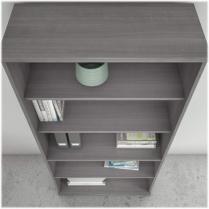 Bush Business Furniture Studio C 5 Shelf Bookcase, Platinum Gray - LeafyLoom