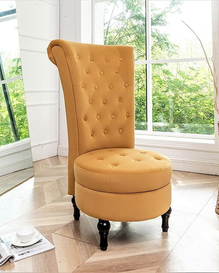 Mustard Yellow Velvet Accent Chair with Storage and Luxurious Upholstery, Retro Design and Versatile Usage for Livingroom, Bedroom, Lounge and Office - LeafyLoom