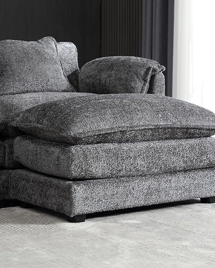 5 Seater L Shaped Convertible Modular Sectional Sofa with Reversible Chaise, Minimalist Oversized Sleeper Corner Couch,Chenille Upholstered Leisure Sofá for Living Room Office, Dark Gray 112.2" - LeafyLoom