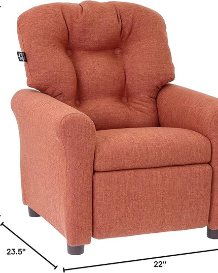 THE CREW FURNITURE Traditional Kids Recliner, Toddler Ages 1-5 Years, Home Décor Polyester Linen, Retro Orange - LeafyLoom