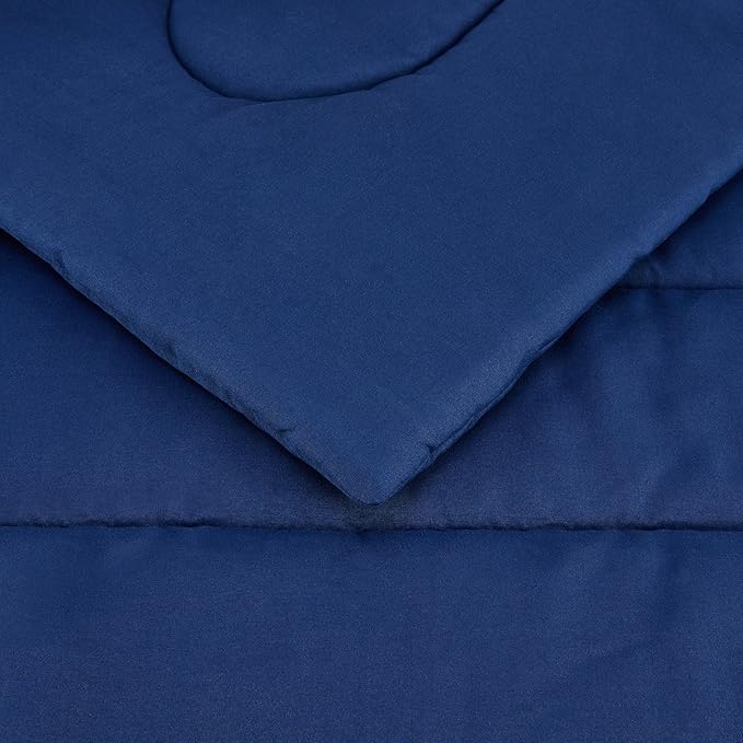 Amazon Basics 2 Piece Microfiber Kid's Comforter and Pillow Sham Set, Toddler, Navy, Solid - LeafyLoom