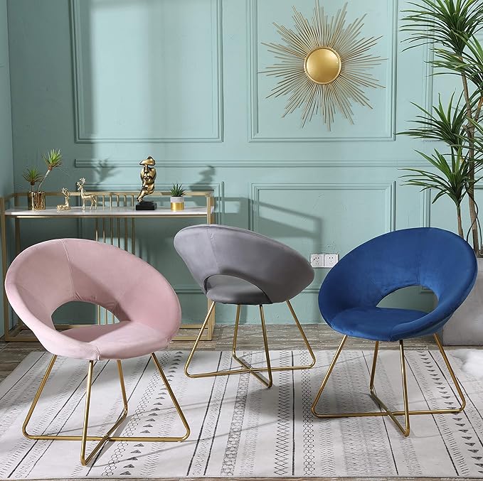 Roundhill Furniture Slatina Silky Velvet Upholstered Accent Chair with Gold Tone Finished Base, 25D x 28W x 31.5H in, Pink - LeafyLoom