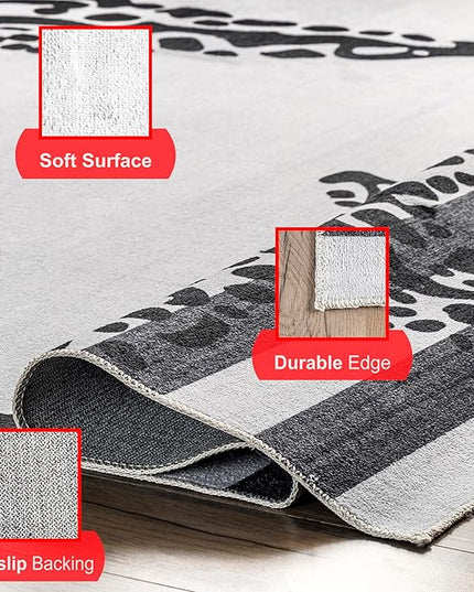 nuLOOM Starfish Machine Washable Ultra Thin Area Rug, 4' x 6', Grey - LeafyLoom