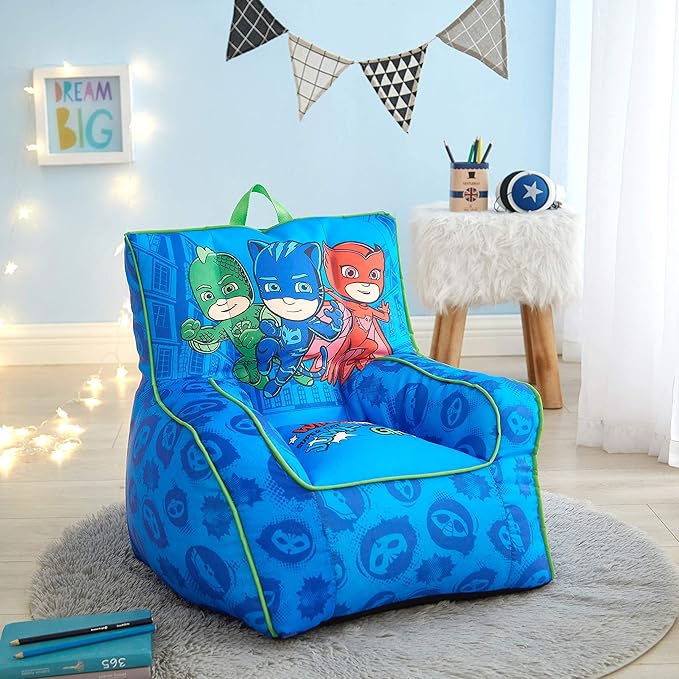 Idea Nuova PJ Mask Toddler Nylon Bean Bag Chair with Piping & Top Carry Handle, NK570401, Medium - LeafyLoom
