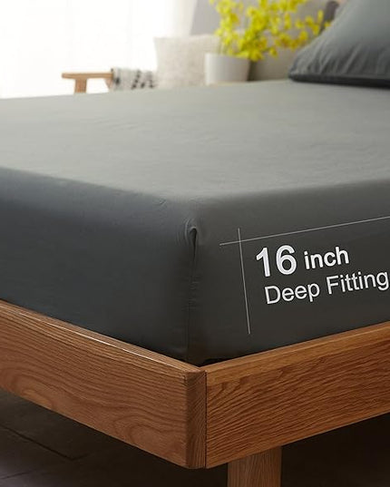 SONORO KATE Bed Sheet Set Super Soft Microfiber 1800 Thread Count Luxury Egyptian Sheets 18-Inch Deep Pocket，Wrinkle and Hypoallergenic-6 Piece (Dark Grey, Twin XL-6 Piece) - LeafyLoom