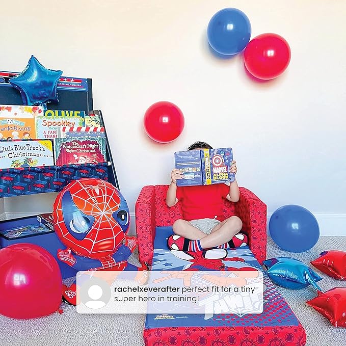 Delta Children Marvel Spidey and His Amazing Friends Cozee Flip-Out Chair - 2-in-1 Convertible Chair to Lounger for Kids - LeafyLoom