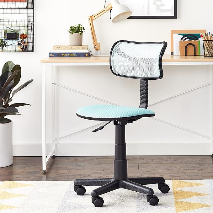 Swivel Mesh Desk Chair, Blue 20.86D x 22W x 33.46H in - LeafyLoom
