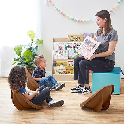 ECR4Kids Leaf Floor Seat, Rocker Chair, Chocolate, 6-Piece - LeafyLoom