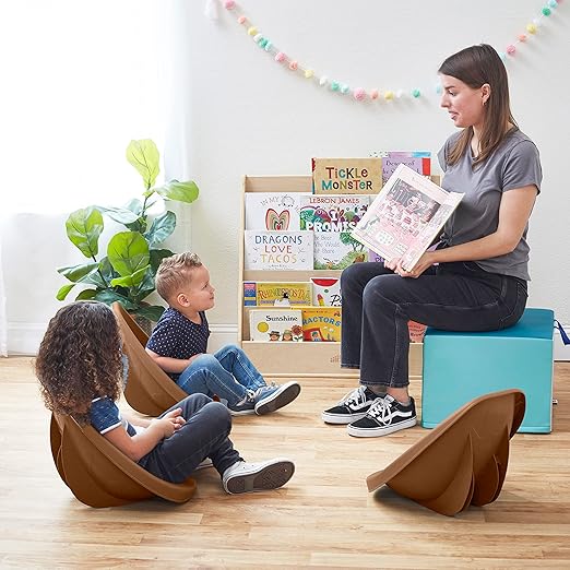 ECR4Kids Leaf Floor Seat, Rocker Chair, Chocolate, 6-Piece - LeafyLoom