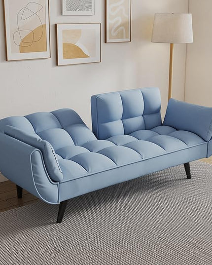 NicBex Sectional Couch Sofa with Folding Function Velvet Sofa Bed Cloud Couch for Living Room Furniture Sets with Adjustable Back, Modular Sofa for Living Room, Bedroom, Apartment,57" L, Navy Blue - LeafyLoom