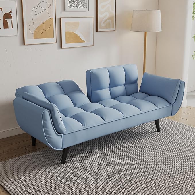 NicBex Sectional Couch Sofa with Folding Function Velvet Sofa Bed Cloud Couch for Living Room Furniture Sets with Adjustable Back, Modular Sofa for Living Room, Bedroom, Apartment,57" L, Navy Blue - LeafyLoom