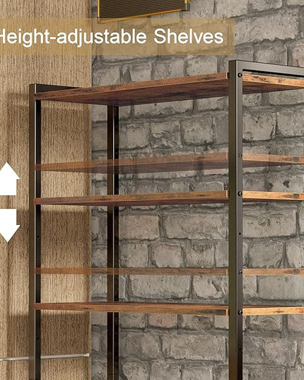 IRONCK Bookshelf and Bookcase with 2 Doors and 5 Shelves, 27.6" W Standing Storage Cabinet for Living Room, Home Office, Bedroom, Washroom, Vintage Brown - LeafyLoom