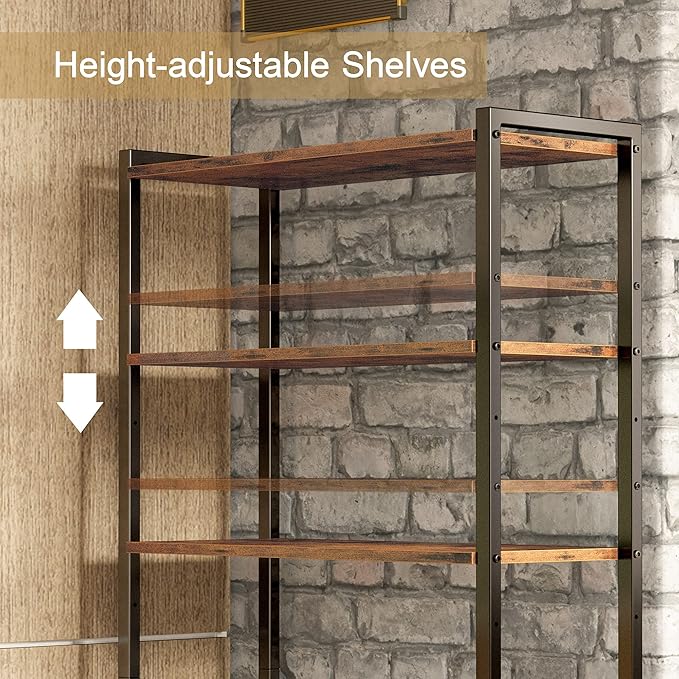 IRONCK Bookshelf and Bookcase with 2 Doors and 5 Shelves, 27.6" W Standing Storage Cabinet for Living Room, Home Office, Bedroom, Washroom, Vintage Brown - LeafyLoom