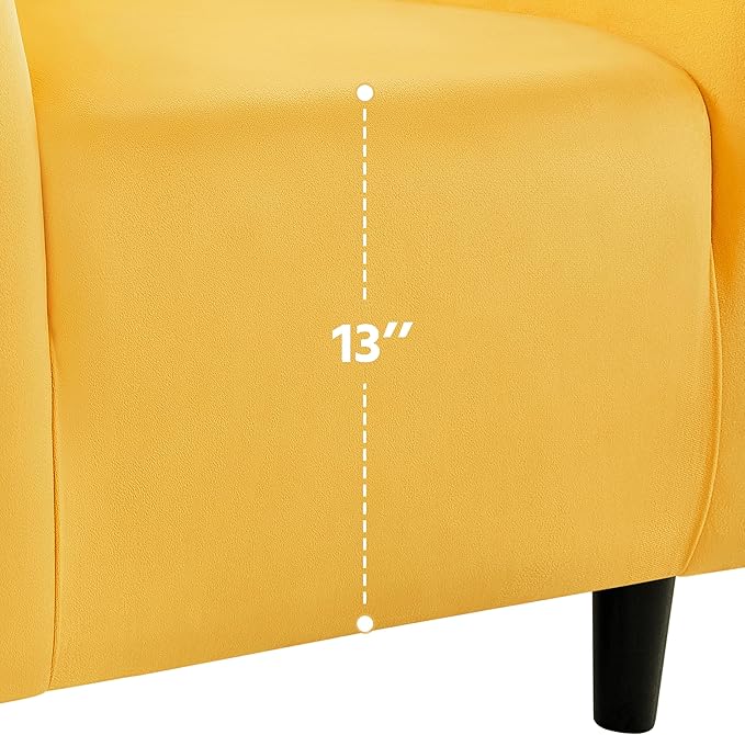 Yaheetech Yellow Chair, Accent Chair for Bedroom, Armchair for Living Room, Velvet Fabric Club Chair with Soft Padded Seat and Sturdy Legs for Bedroom Waiting Room, Yellow - LeafyLoom