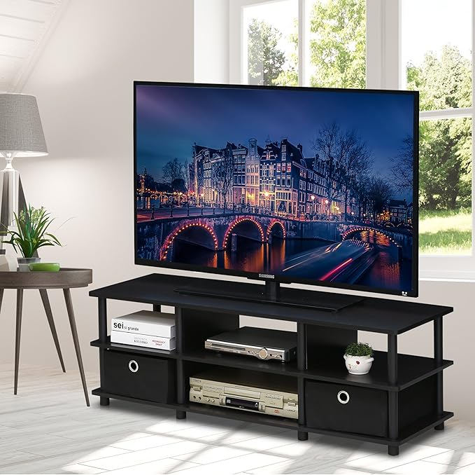 FURINNO Econ TV Entertainment Center, Espresso - LeafyLoom