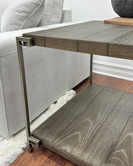 NicBex Coffee Table Wooden Coffee Table with Storage Rectangle Center Tables with Open Bottom Shelf and Casters Dining Table for Living Room, Dining Room, Office, and Bedroom,50" W, Gray - LeafyLoom