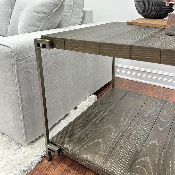 NicBex Coffee Table Wooden Coffee Table with Storage Rectangle Center Tables with Open Bottom Shelf and Casters Dining Table for Living Room, Dining Room, Office, and Bedroom,50" W, Gray - LeafyLoom