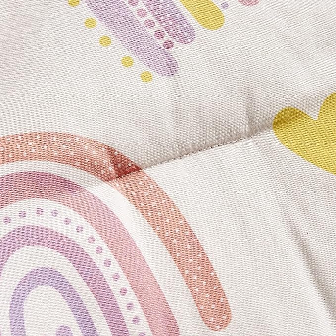 for Kids Rainbow Hearts 4-Piece Comforter Set - Beautiful Motif Design Bedding Set with Embrodery Print - LeafyLoom