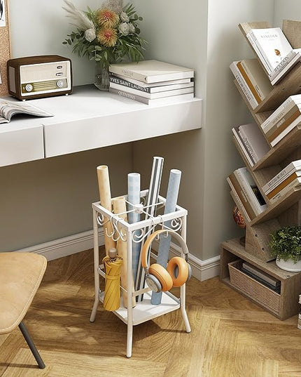 Hoctieon 6 Tier Tree Bookshelf, Tall Bookcase with Drawer, Freestanding Book shelf, Display Floor Standing Storage Shelf, Book Organizer Shelves for Home Office, Living Room, Bedroom, Greige - LeafyLoom