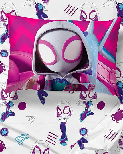 Marvel Spidey & His Amazing Friends Ghost Spider Gwen 5 Piece Twin Bed Set - Bedding includes Comforter & Sheet Set - Super Soft Fade Resistant Microfiber - LeafyLoom