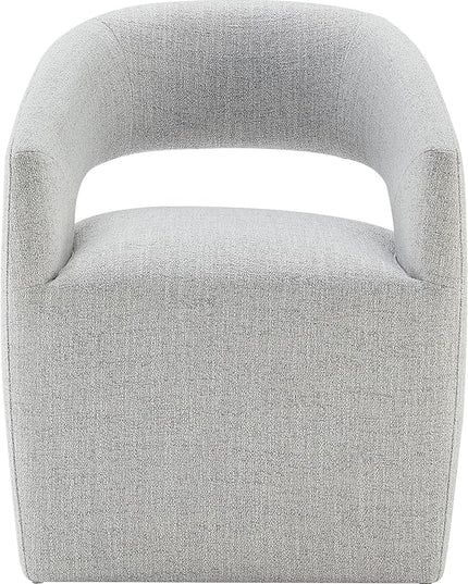 Dining Chairs with Casters Upholstered Modern Armchair with Rollers for Diningroom Bedroom Livingroom Reading Room, 32.25''H, Light Grey - LeafyLoom