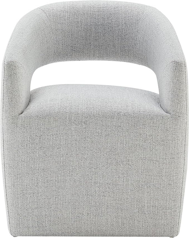 Dining Chairs with Casters Upholstered Modern Armchair with Rollers for Diningroom Bedroom Livingroom Reading Room, 32.25''H, Light Grey - LeafyLoom