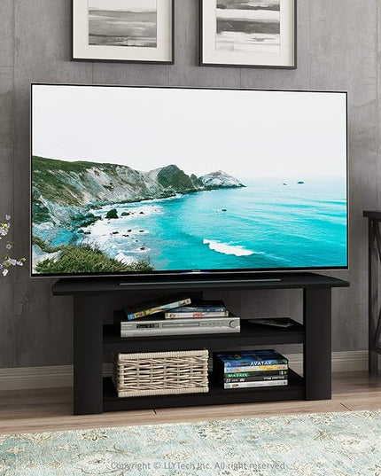 Furinno Parsons 42-in TV Entertainment Center, Standard 42.1"(W) x16.5(H) x13.4(D), Black - LeafyLoom