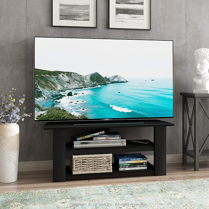 Furinno Parsons 42-in TV Entertainment Center, Standard 42.1"(W) x16.5(H) x13.4(D), Black - LeafyLoom