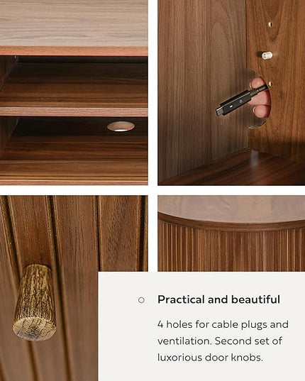 55’’ TV STAND with Storage and Shelves designed to fit 32’’ - 60’’ TVs. Wood Entertainment Center for Living Room and Bedroom, Media Console and Modern TV Console Table (Walnut) - LeafyLoom