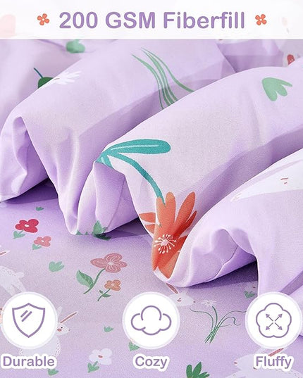 Mooreeke Bed in a Bag for Kids Girls Teens, 7 Pieces Full Size Comforter Bed Set with Shams, Sheet Set, Rabbit Purple Super Soft Microfiber Kids Comforter Bedding Set - LeafyLoom