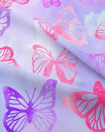 Tailor Shop Butterfly Comforter Sets King Size,Purple Butterfly Bedding Sets for Girls Kids Teens with 2 Pillowcase… - LeafyLoom