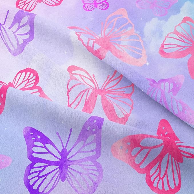Tailor Shop Butterfly Comforter Sets King Size,Purple Butterfly Bedding Sets for Girls Kids Teens with 2 Pillowcase… - LeafyLoom