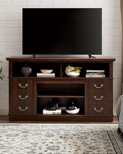 NicBex TV Stand for 65 Inch TV Modern TV Media Console Table with Open and Closed Storage Space,Entertainment Center with Storage for Living Room,60 Inch,Espresso - LeafyLoom