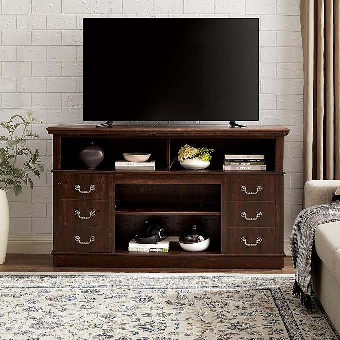 NicBex TV Stand for 65 Inch TV Modern TV Media Console Table with Open and Closed Storage Space,Entertainment Center with Storage for Living Room,60 Inch,Espresso - LeafyLoom