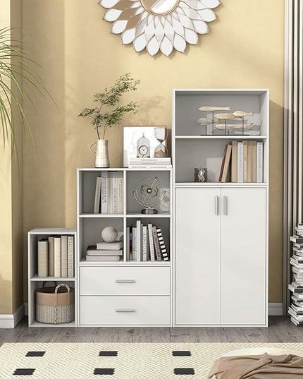 Apexa 4 Cube Storage Organizer Shelves, Stackable Wood Bookcase Fits Cubby Bins for Organization, Dorm Teen Room Decor & Home Office, White - LeafyLoom