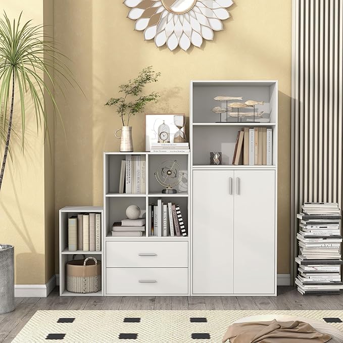 Apexa 4 Cube Storage Organizer Shelves, Stackable Wood Bookcase Fits Cubby Bins for Organization, Dorm Teen Room Decor & Home Office, White - LeafyLoom