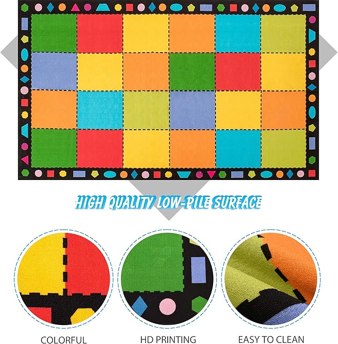 Booooom Jackson Classroom Rug, Large ClassroomSeating Rug 7'5"x13'Classroom Carpet with Non-Slip Backing, Elementary Classroom Area Rug Preschool Rug - LeafyLoom