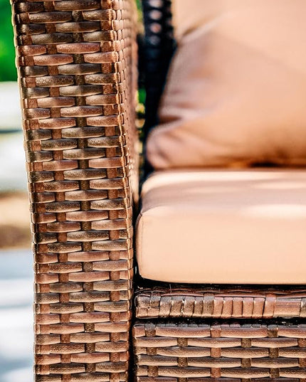 Nestl Wicker Outdoor Furniture Set - 4 Piece Patio Set (Brown/Beige) - LeafyLoom