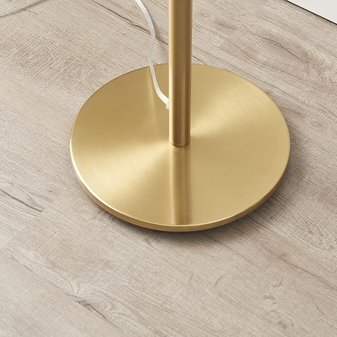 Brightech Lyra LED Tree Floor Lamp for Mid-Century Modern, Contemporary, Industrial Décor, 3 Light Head Standing Lamp with Metal Cage Shade, Standing Pole Tall Lamp for Living Room, Bedroom - Brass - LeafyLoom