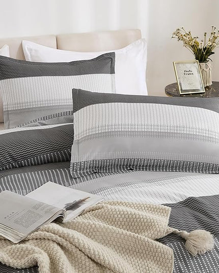 Litanika Queen Comforter Set Dark Grey - 3 Pieces Lightweight Fluffy Bedding Comforter Sets, All Season Down Alternative Comforter (1 Comforter, 2 Pillowcases) - LeafyLoom