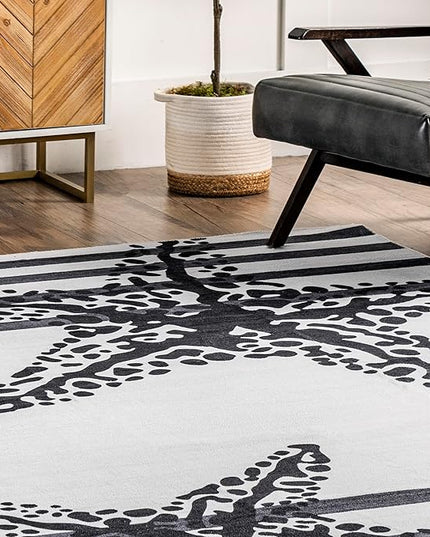 nuLOOM Starfish Machine Washable Ultra Thin Area Rug, 5' x 8', Grey - LeafyLoom