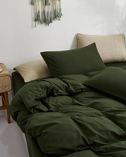 Army Green Comforter Set Deep Green Bedding Set Solid Green Comforter Set Men Breathable Dark Green Bedding Set Women Soft Hunter Green Comforter Set Skin Friendly, Cal King (104" X 96" ) - LeafyLoom